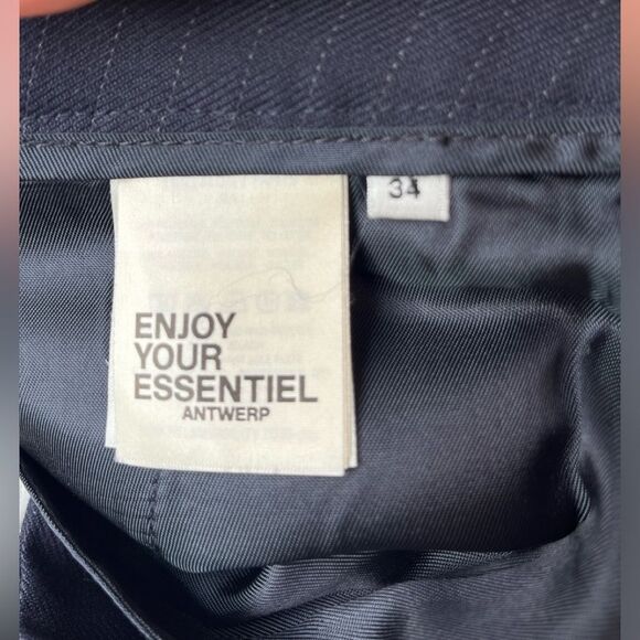 Essentiel Antwerp dark blue/white faint stitch ankle pants, zipper, cuffs, 34(2) - Picture 12 of 13